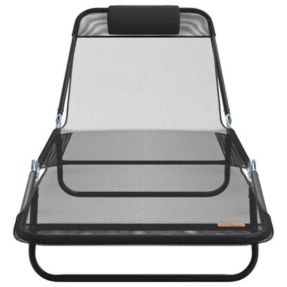 Klappbare Sonnenliege 2 pcs Schwarz 182 x 55 x 85,5 cm