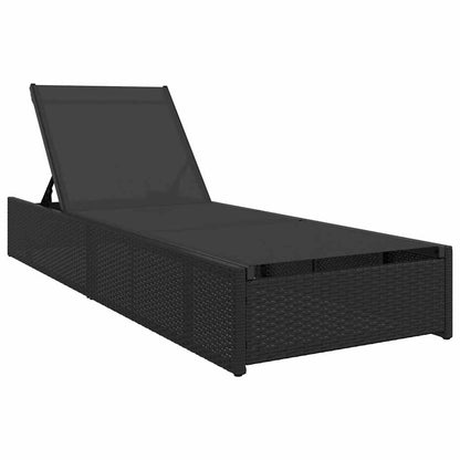 Sonnenliege Schwarz 200,5 x 70 x 75 cm Poly-Rattan