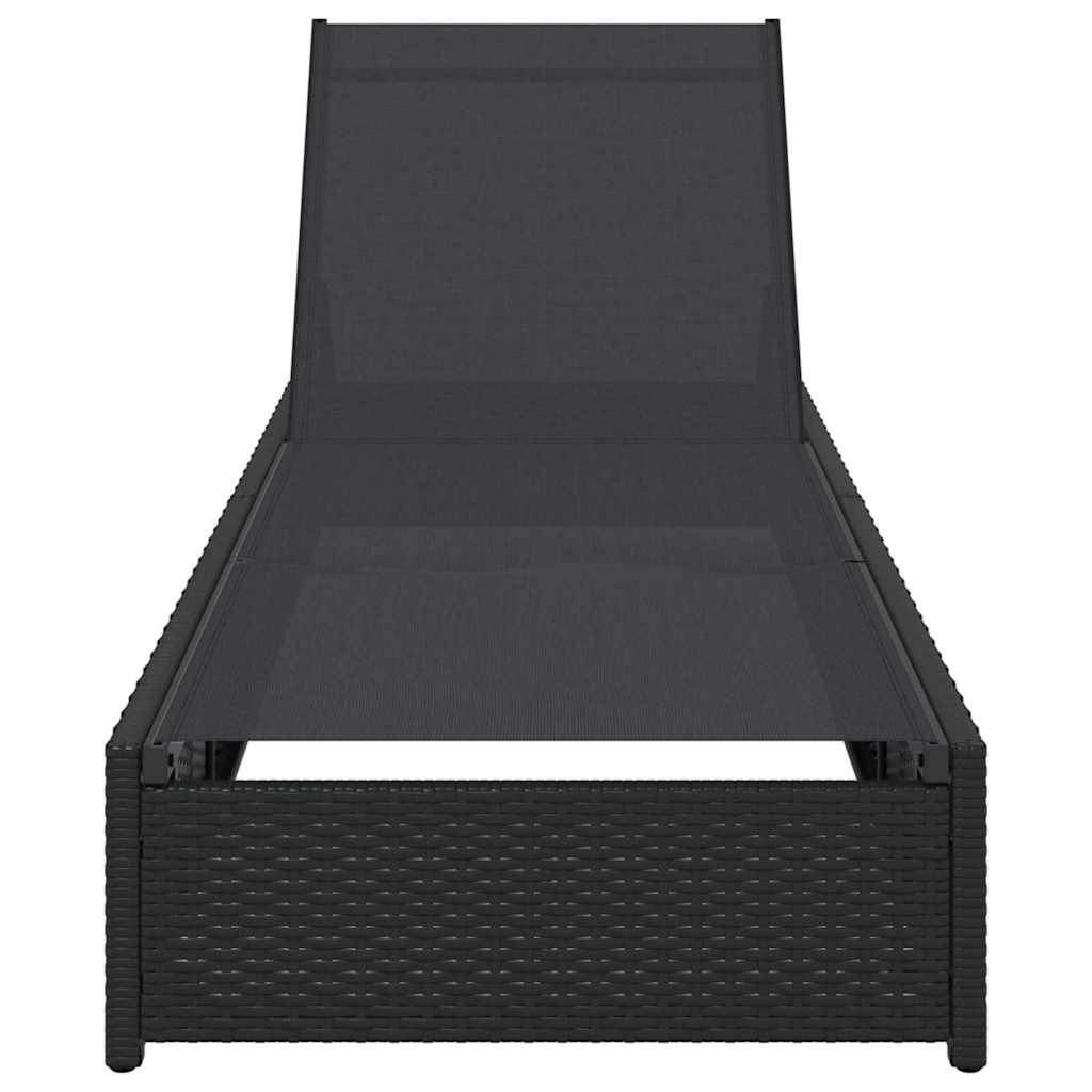 Sonnenliege Schwarz 200,5 x 70 x 75 cm Poly-Rattan