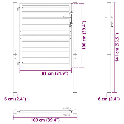 Gartentor Abschließbar Schwarz 100x100 cm Aluminium