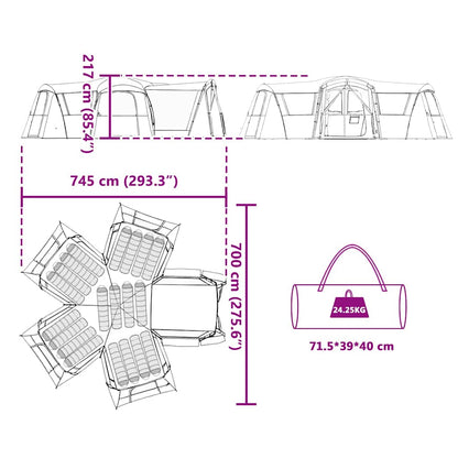 Familienzelt für 20 Personen Grau und Orange 745 x 700 x 217 cm