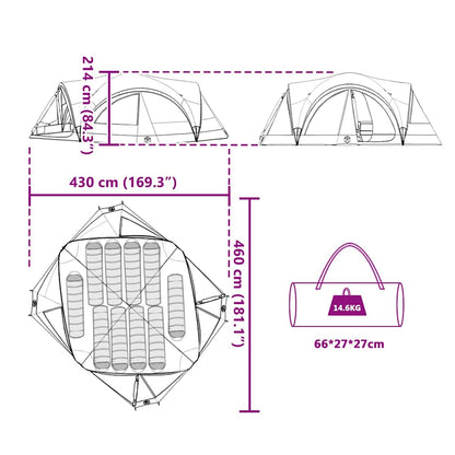 Familienzelt für 10 Personen Grün und Grau 460 x 430 x 214 cm