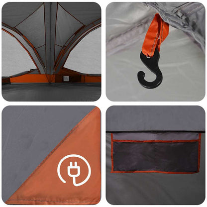 Familienzelt für 10 Personen Grau und Orange 460 x 430 x 214 cm