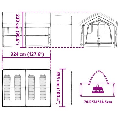 Familienzelt für 4 Personen Blau und Grau 324 x 255 x 230 cm