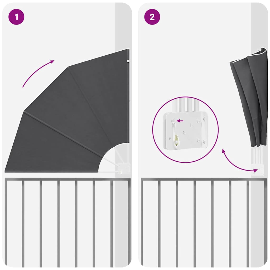 Balkon Sichtschutz Schwarz 115 x 115 cm Polyester