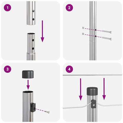 Zaunpfosten 7 pcs Silber Stahl