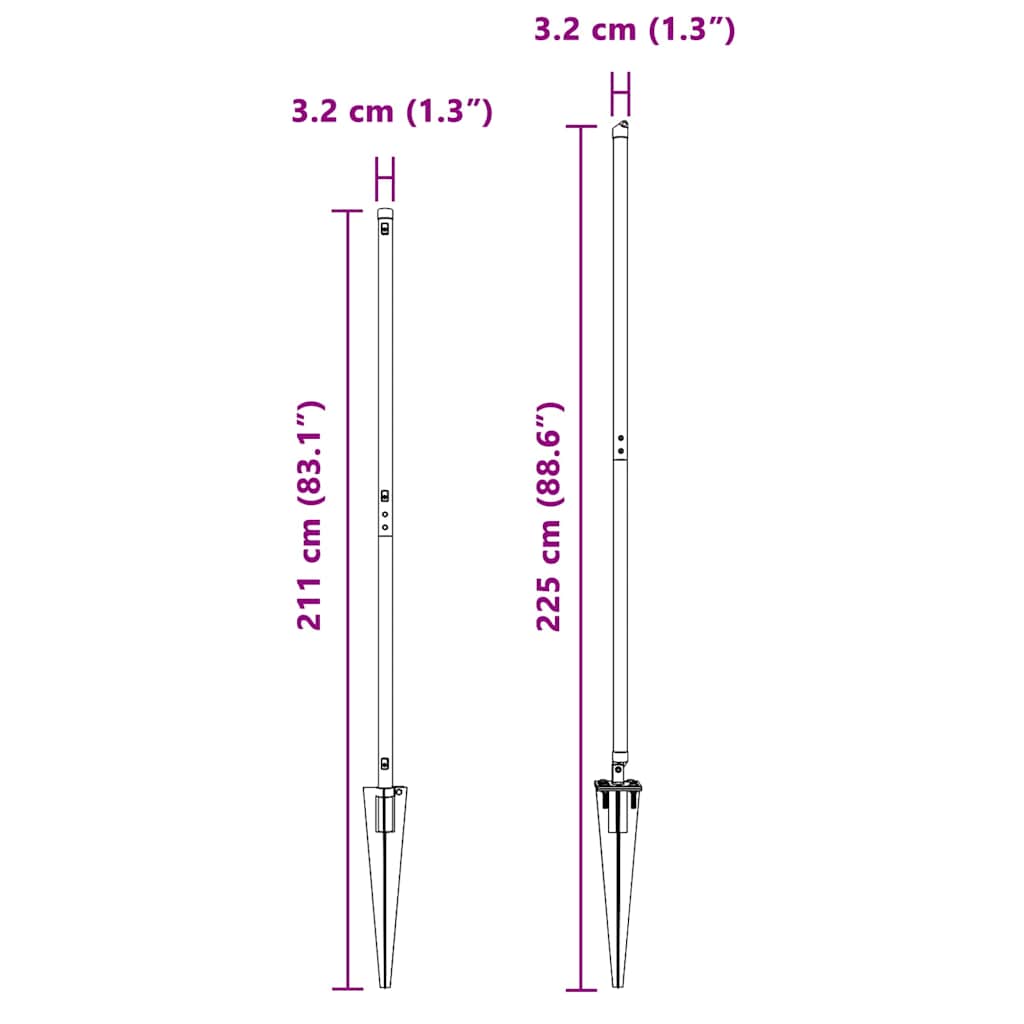 Zaunpfosten 13 pcs Grün Stahl