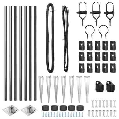 Zaunpfosten 7 pcs Grau Stahl