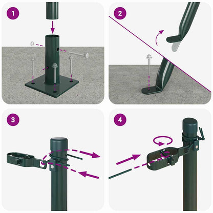 Zaunpfosten 13 pcs Grün Stahl