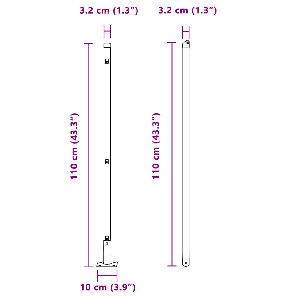 Zaunpfosten 7 pcs Grün Stahl