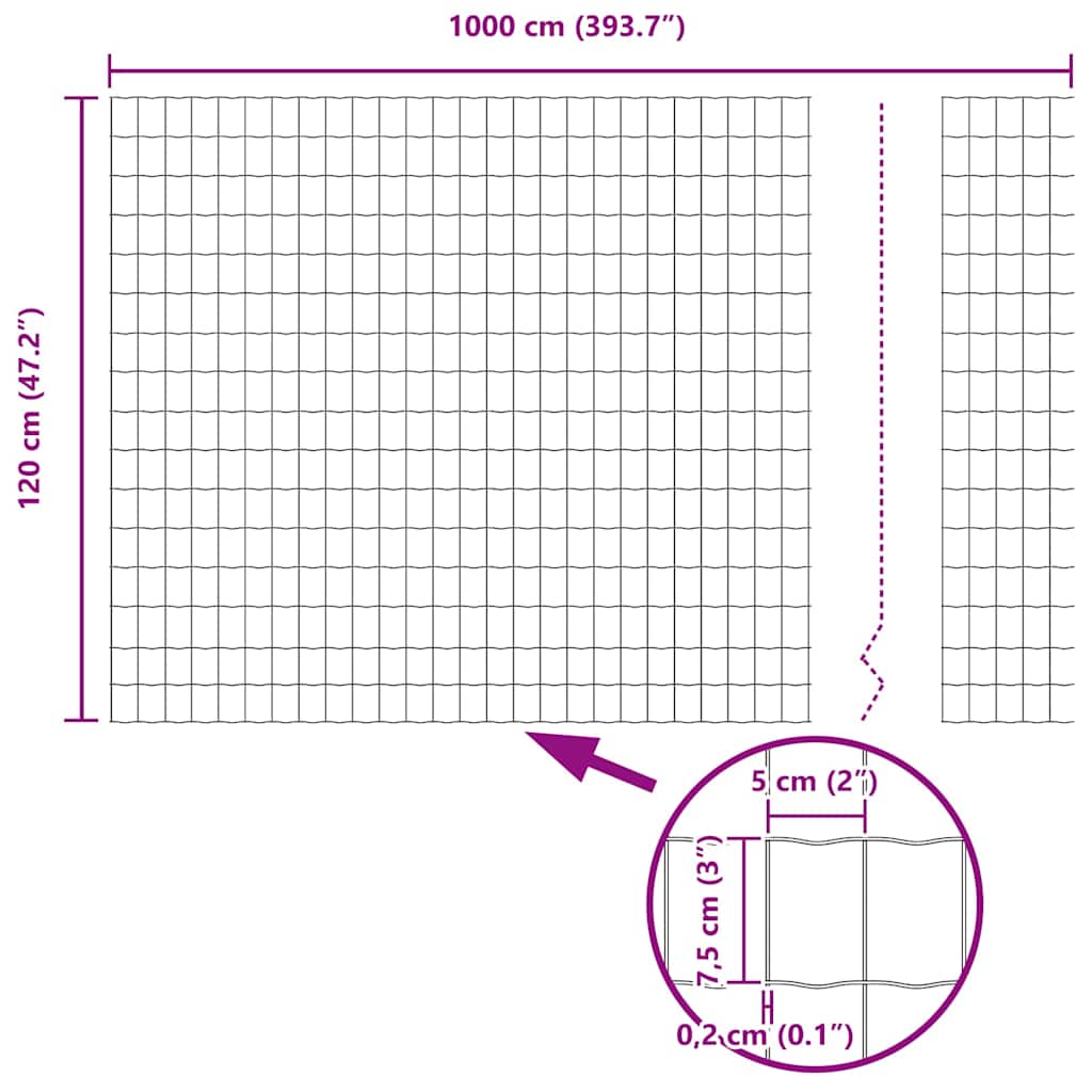 Eurozaun 1,2 x 10 m PVC-beschichtetes Eisen