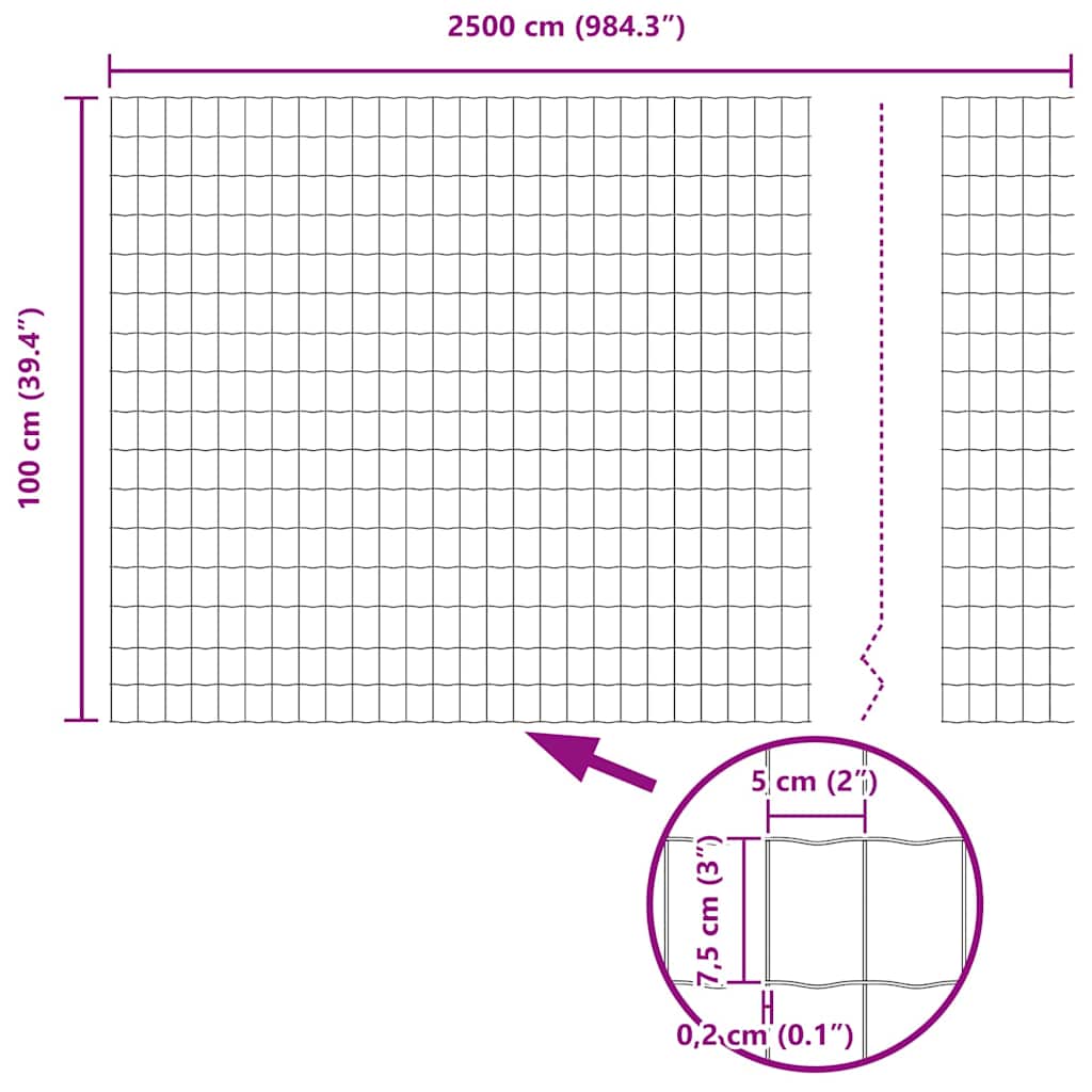 Eurozaun 1 x 25 m PVC-beschichtetes Eisen