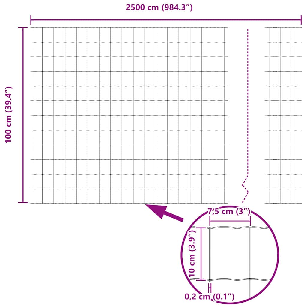 Eurozaun 1 x 25 m PVC-beschichtetes Eisen