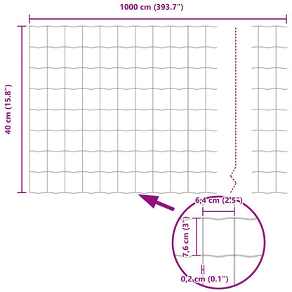 Eurozaun 0,4 x 10 m PVC-beschichtetes Eisen