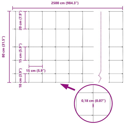 Feldzaun Silber 25 x 0,8 m Verzinkter Stahl