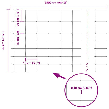 Feldzaun Silber 25 x 0,8 m Verzinkter Stahl
