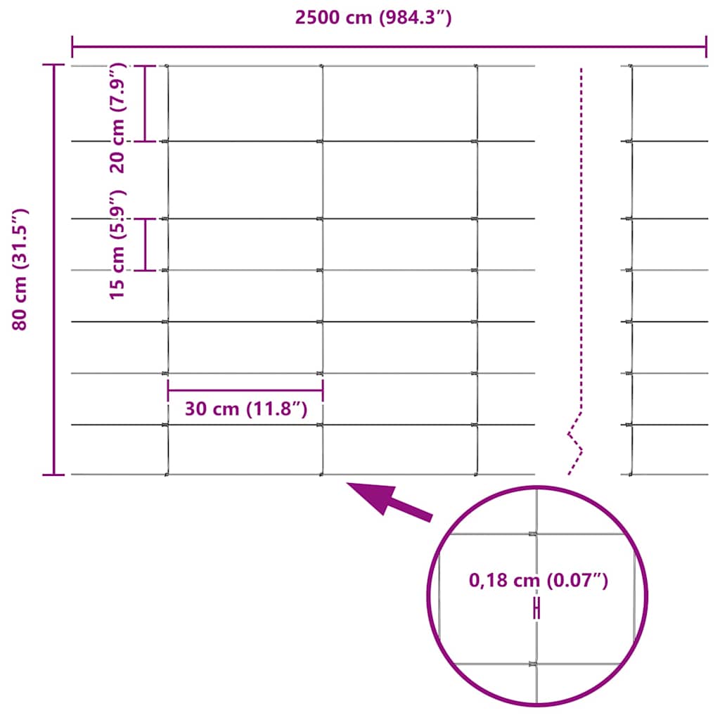 Feldzaun Silber 25 x 0,8 m Verzinkter Stahl