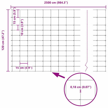 Feldzaun Silber 25 x 1,2 m Verzinkter Stahl