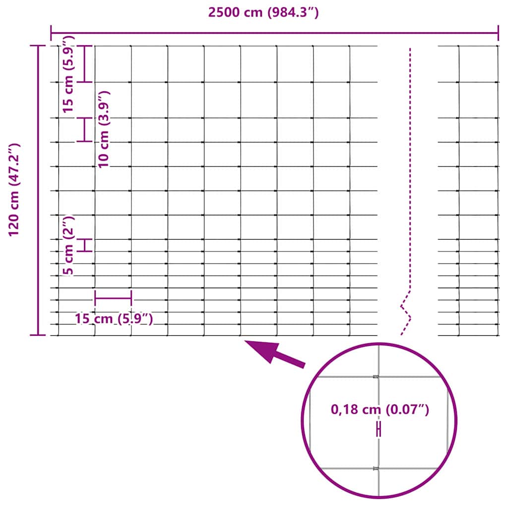 Feldzaun Silber 25 x 1,2 m Verzinkter Stahl