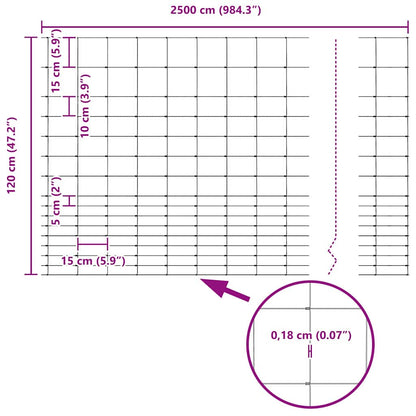 Feldzaun Silber 25 x 1,2 m Verzinkter Stahl