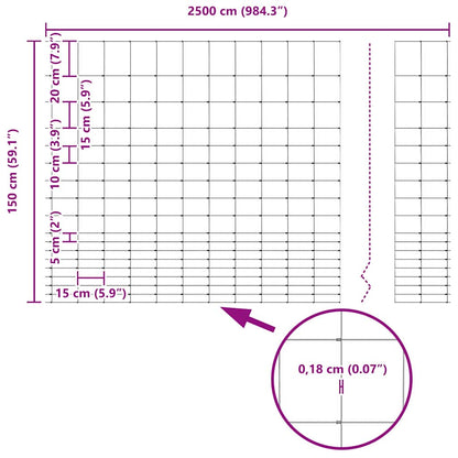 Feldzaun Silber 25 x 1,5 m Verzinkter Stahl
