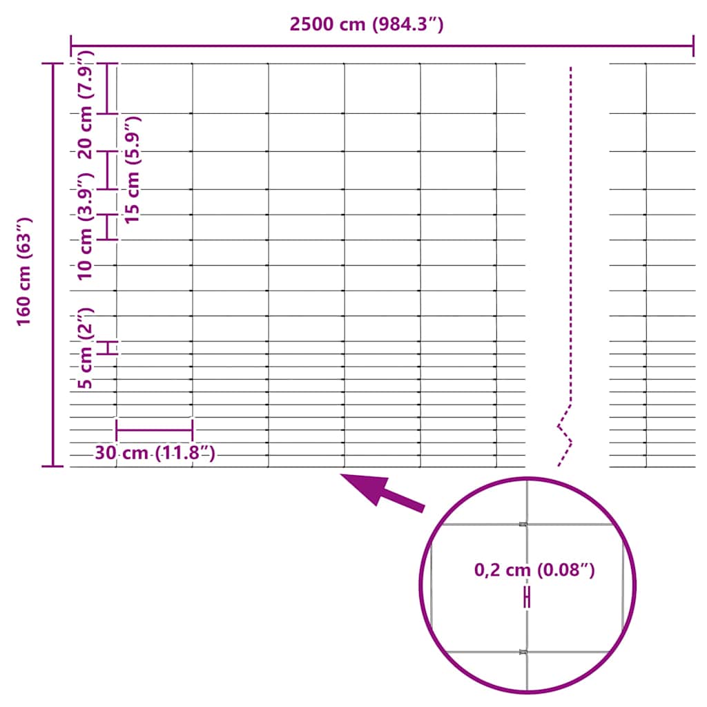 Feldzaun Silber 25 x 1,6 m Verzinkter Stahl