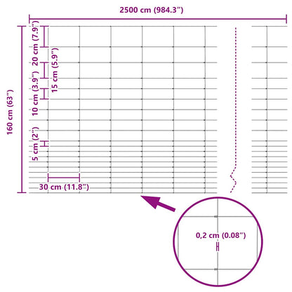 Feldzaun Silber 25 x 1,6 m Verzinkter Stahl