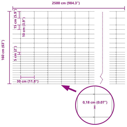 Feldzaun Silber 25 x 1,6 m Verzinkter Stahl