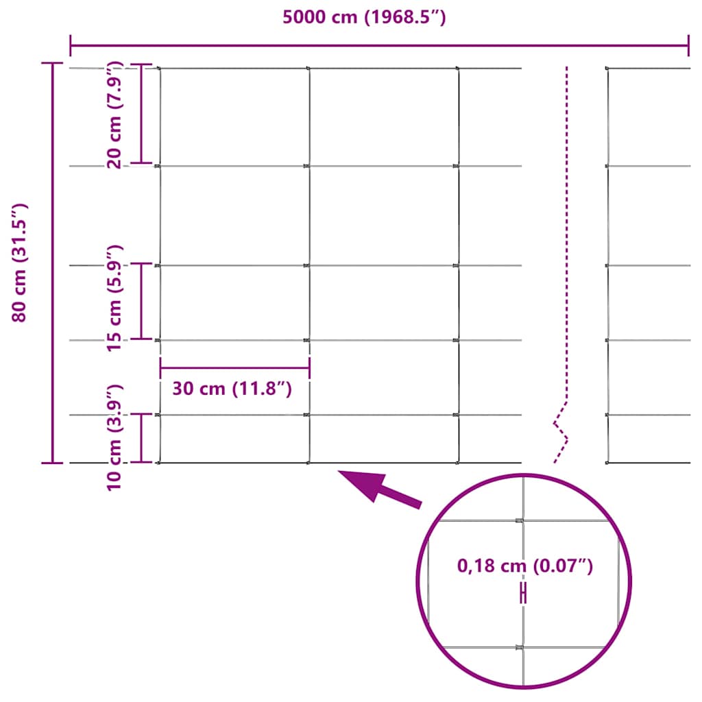 Feldzaun Silber 50 x 0,8 m Verzinkter Stahl