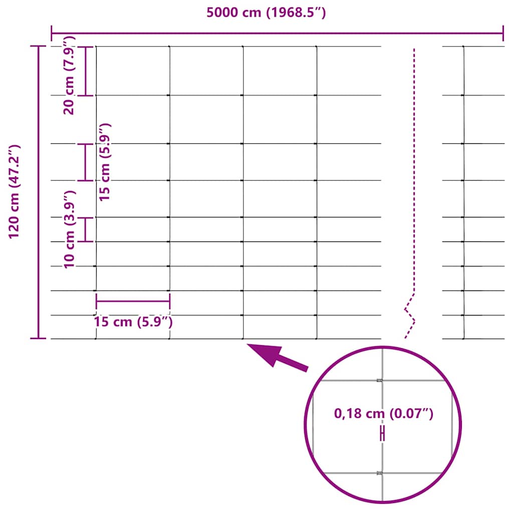 Feldzaun Silber 50 x 1,2 m Verzinkter Stahl