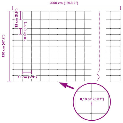 Feldzaun Silber 50 x 1,2 m Verzinkter Stahl