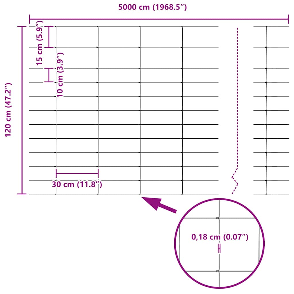 Feldzaun Silber 50 x 1,2 m Verzinkter Stahl