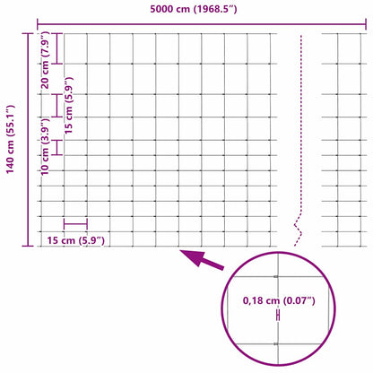 Feldzaun Silber 50 x 1,4 m Verzinkter Stahl
