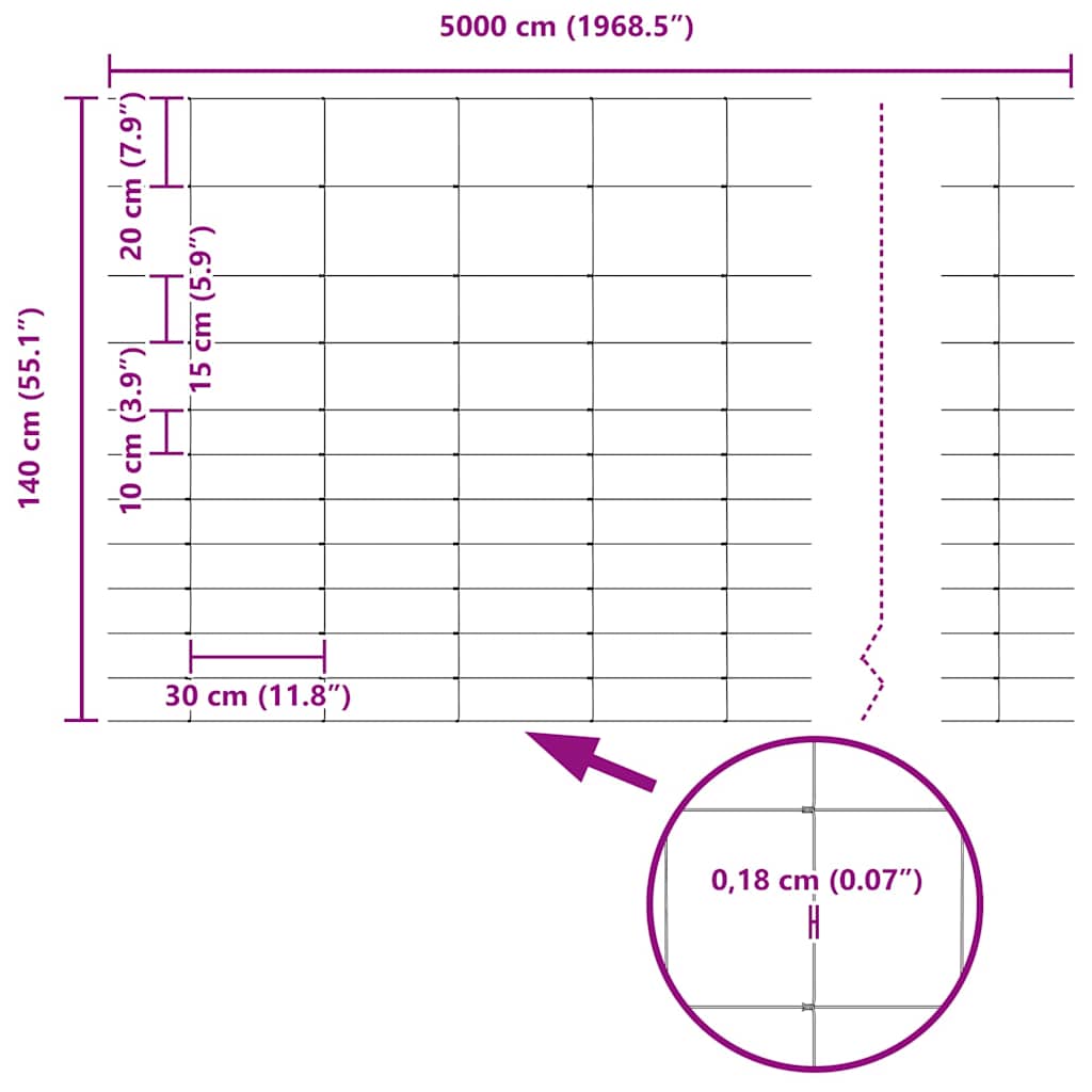 Feldzaun Silber 50 x 1,4 m Verzinkter Stahl