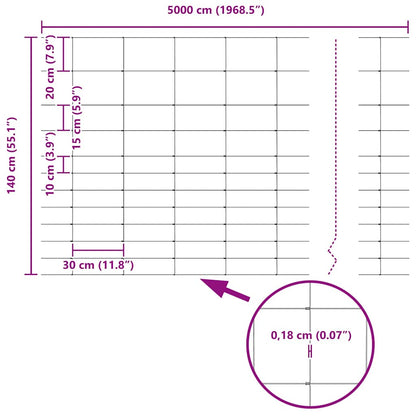 Feldzaun Silber 50 x 1,4 m Verzinkter Stahl