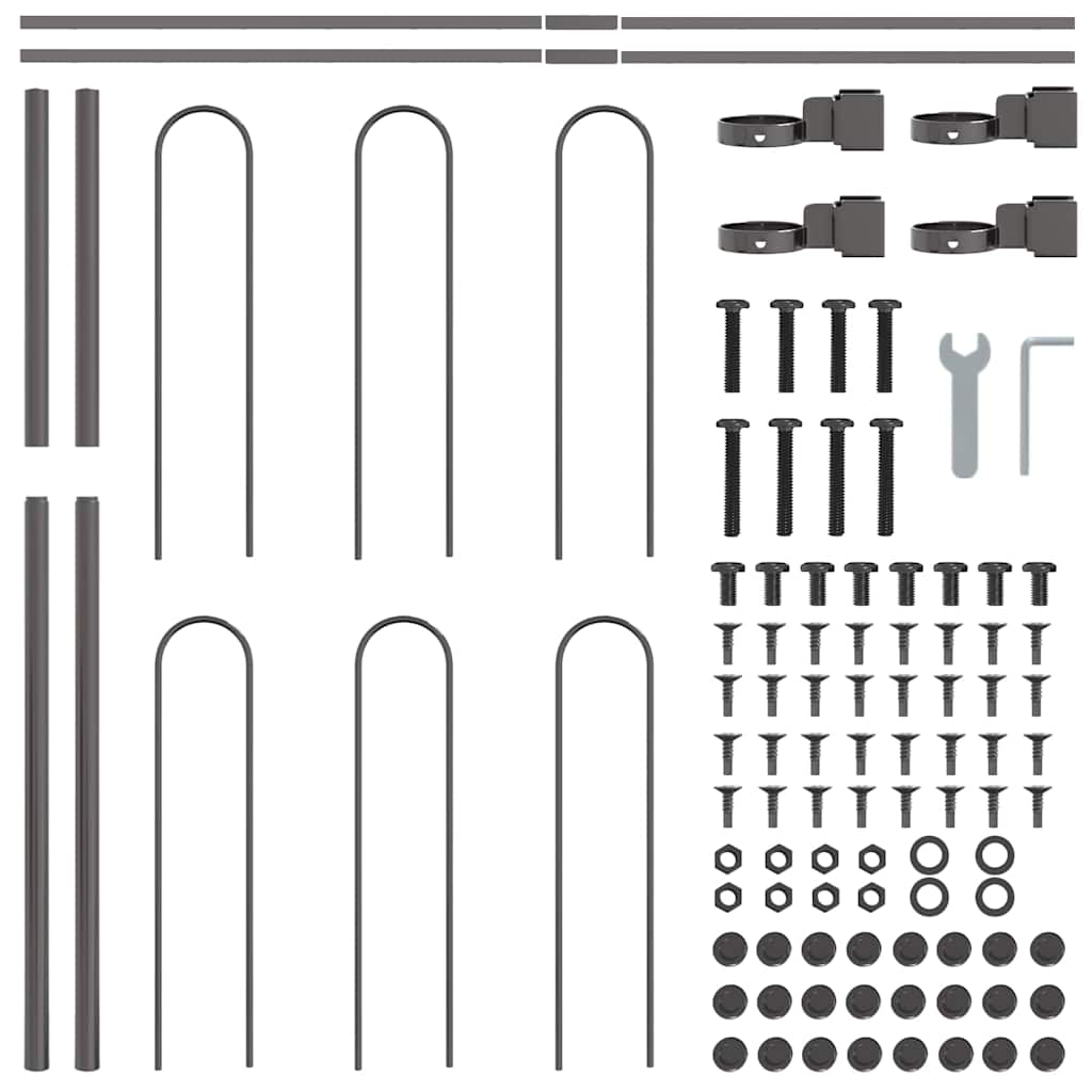 Gartenzaun Grau 1,7 x 1 m Pulverbeschichteter Stahl