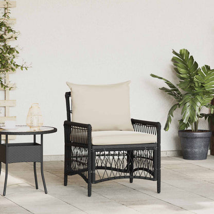 Gartenstuhl mit Kissen Schwarz 73 x 61 x 77 cm Poly-Rattan