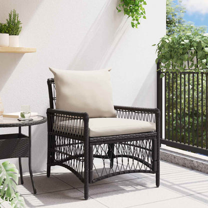 Gartenstuhl mit Kissen Schwarz 73 x 61 x 77 cm Poly-Rattan