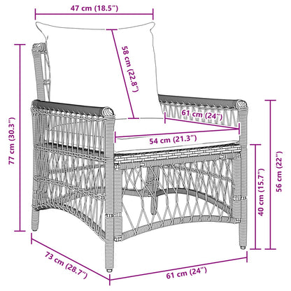 Gartenstuhl mit Kissen Beige 73 x 61 x 77 cm Poly-Rattan