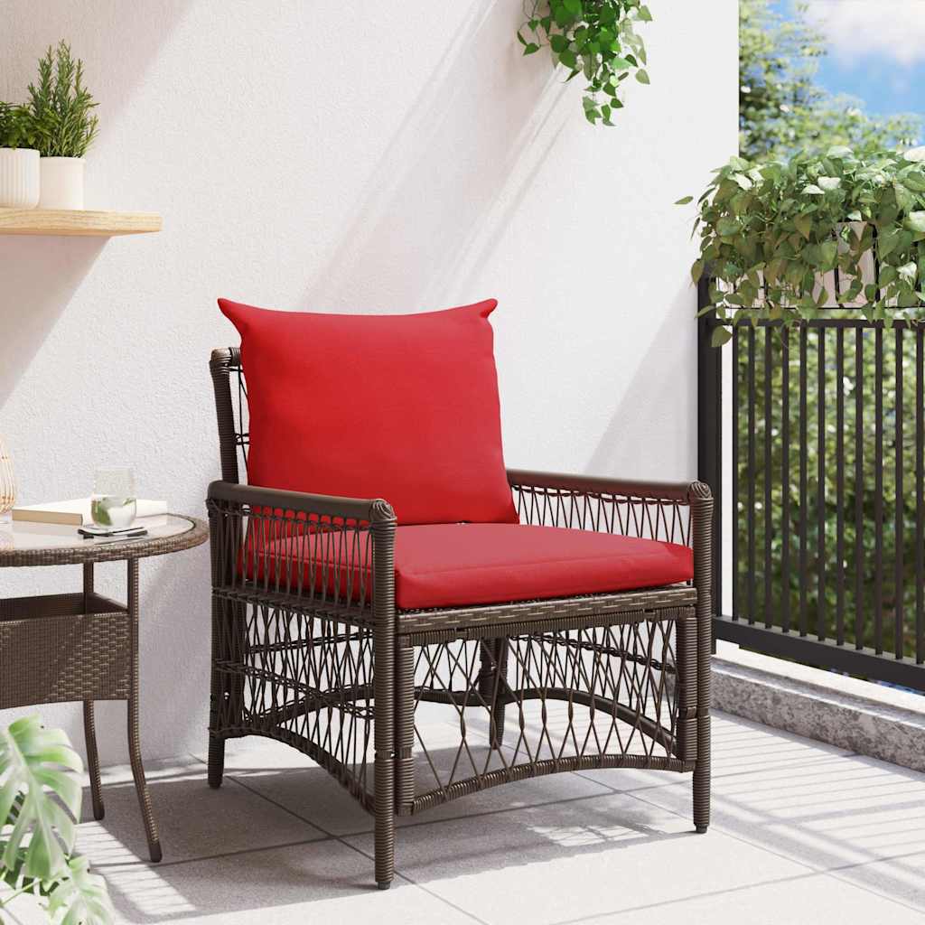 Gartenstuhl mit Kissen Braun 73 x 61 x 77 cm Poly-Rattan