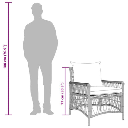 Gartenstuhl mit Kissen Braun 73 x 61 x 77 cm Poly-Rattan