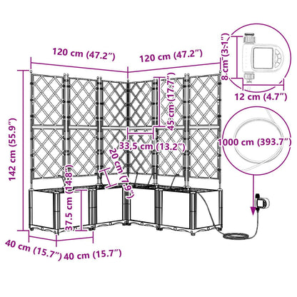 Garten-Pflanzgefäß 3 pcs Grau 120 x 40 x 143 cm Stahl
