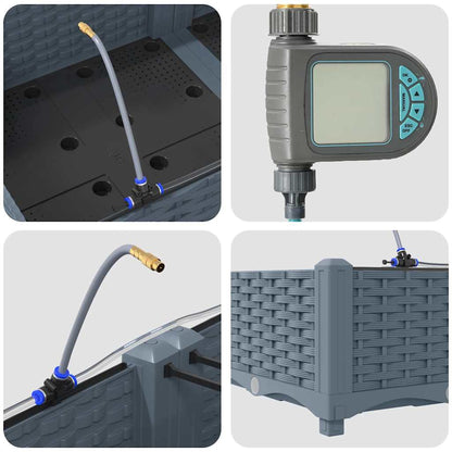 Garten-Pflanzgefäß 4 pcs Hellgrau Stahl