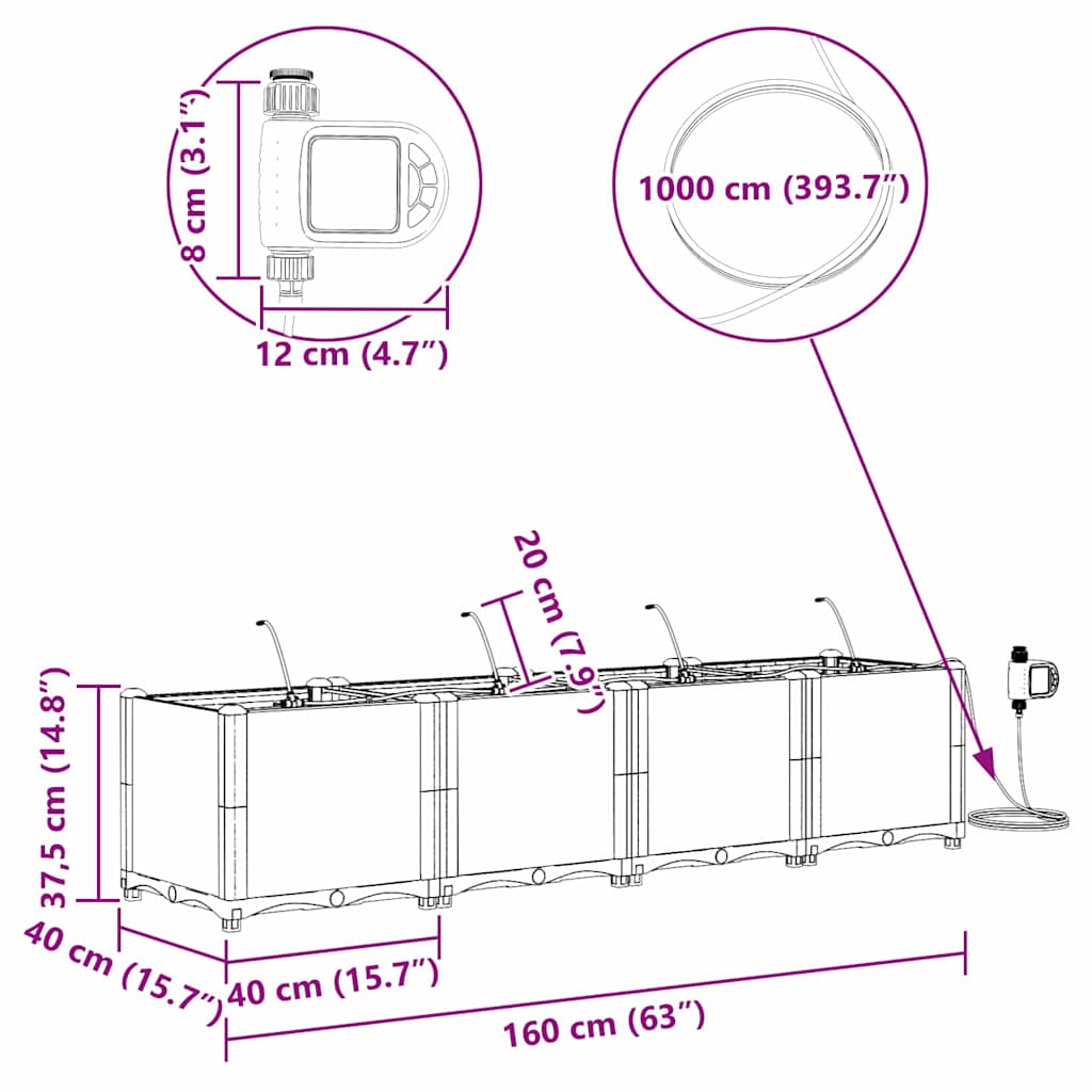 Garten-Pflanzgefäß 4 pcs Hellgrau Stahl