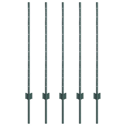 Zaunpfosten 5 pcs Grün 140 cm Stahl