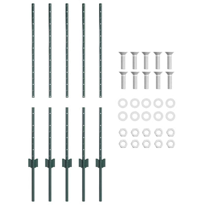 Zaunpfosten 5 pcs Grün 140 cm Stahl