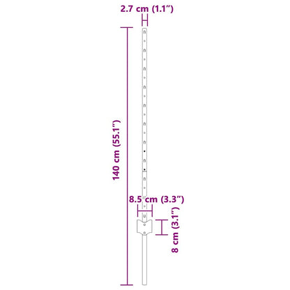 Zaunpfosten 5 pcs Grün 140 cm Stahl