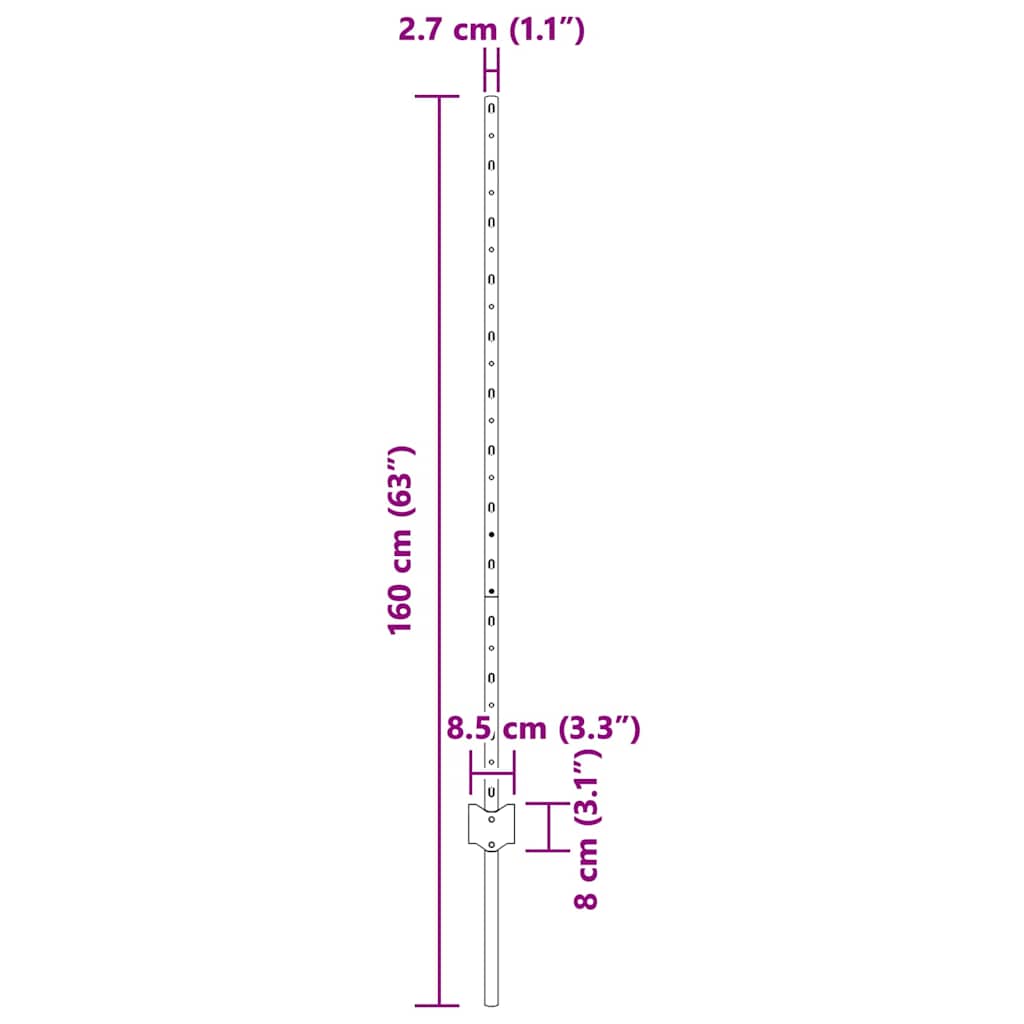 Zaunpfosten 11 pcs Grün 120 cm Stahl