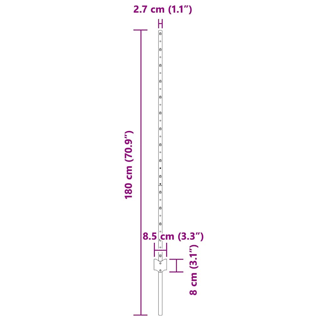 Zaunpfosten 5 pcs Grün 140 cm Stahl