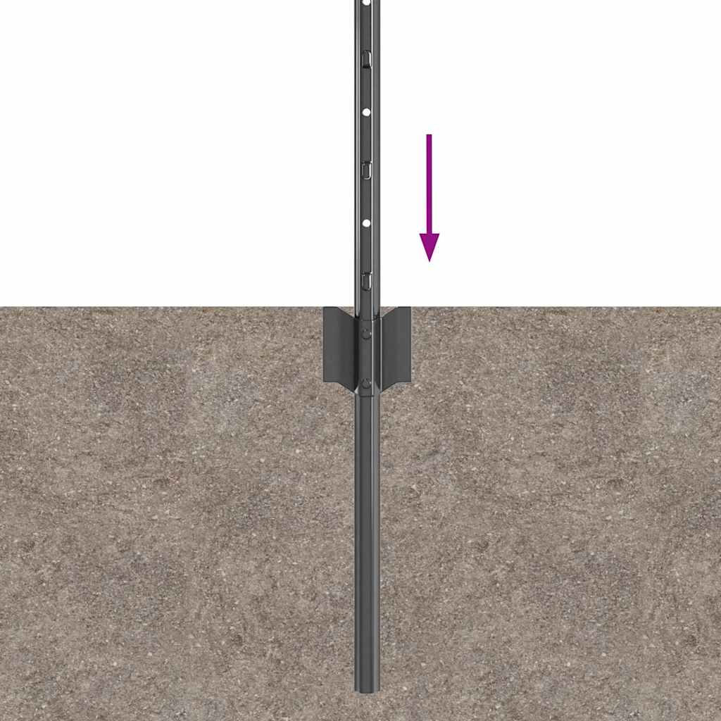 Zaunpfosten 5 pcs Grau 80 cm Stahl